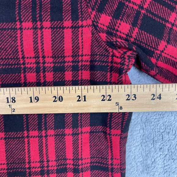 Swet Tailor Shirt Men XL Red Black Flannel Plaid Stretch Knit Collared Button-Up - Picture 8 of 12